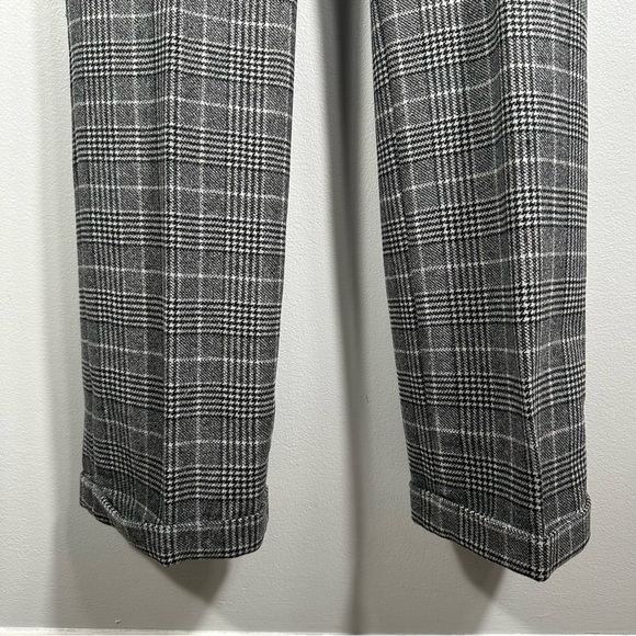 Banana Republic Black Brooke Plaid Pants Trousers NWT Size 6 High Rise Straight - Picture 13 of 17